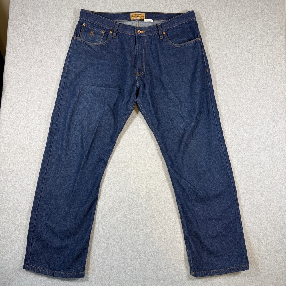 VTG Rocawear Jeans Men 38x32 Dark Wash Baggy Y2K Straight Leg Skater Hip Hop